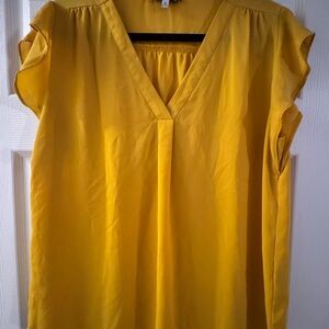 Chaus Bright Yellow V-Neck Blouse
